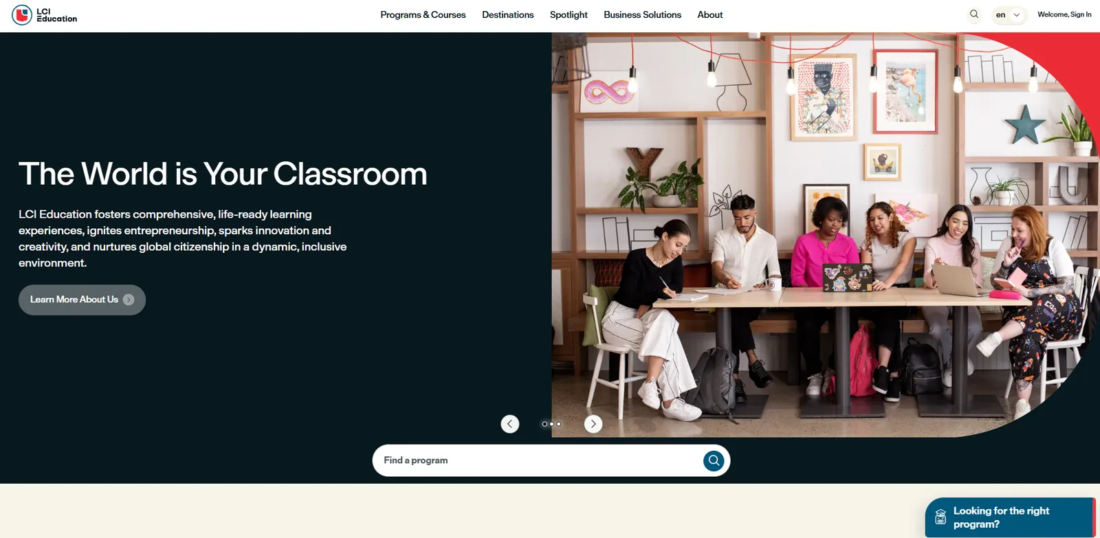 Page d'accueil du site lcieducation.com